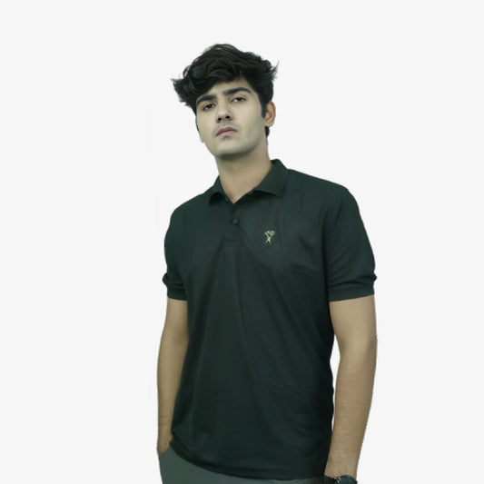 Cotton Matty Mens Solid Polo Tshirts with Embroidered Logo On Pocket