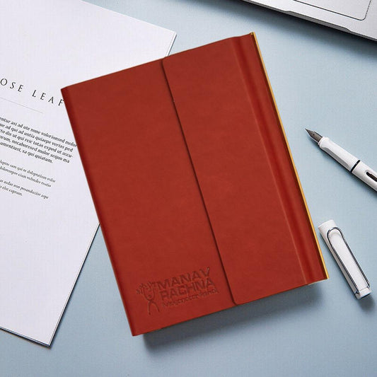 Elegant Leather Executive Office Diary with Magnetic Flip Cover